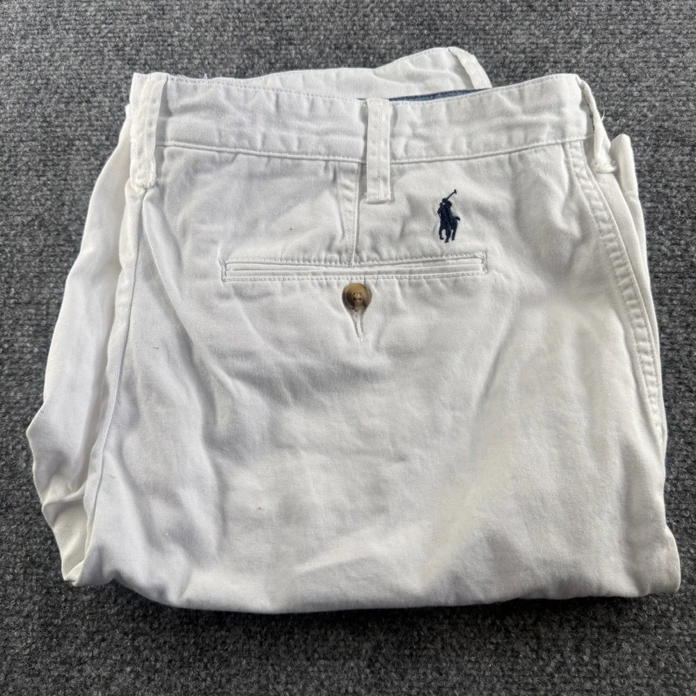 Polo Ralph Lauren Mens White Relaxed Fit Chino Shorts Size 36 Embroidered Pony